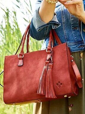 Patricia Nash Leather Primrose Satchel FOX (Reddish) Italian Nubuck Handbag
